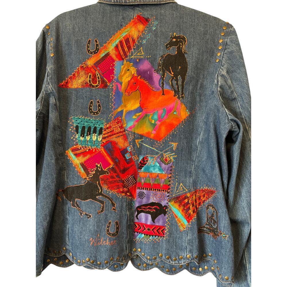 Montanaco Women’s Western Horse Themed Embellished Denim Jacket‎ - L - Picture 4 of 9